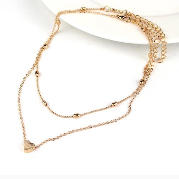 DELICATE LAYERED HEART CHOKER NECKLACE - Picture 6 of 7